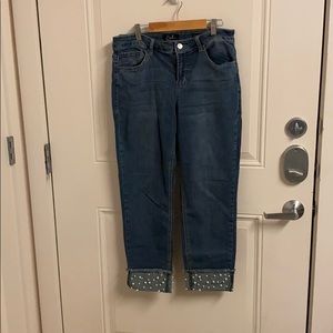 Pearl detailed boyfriend jeans